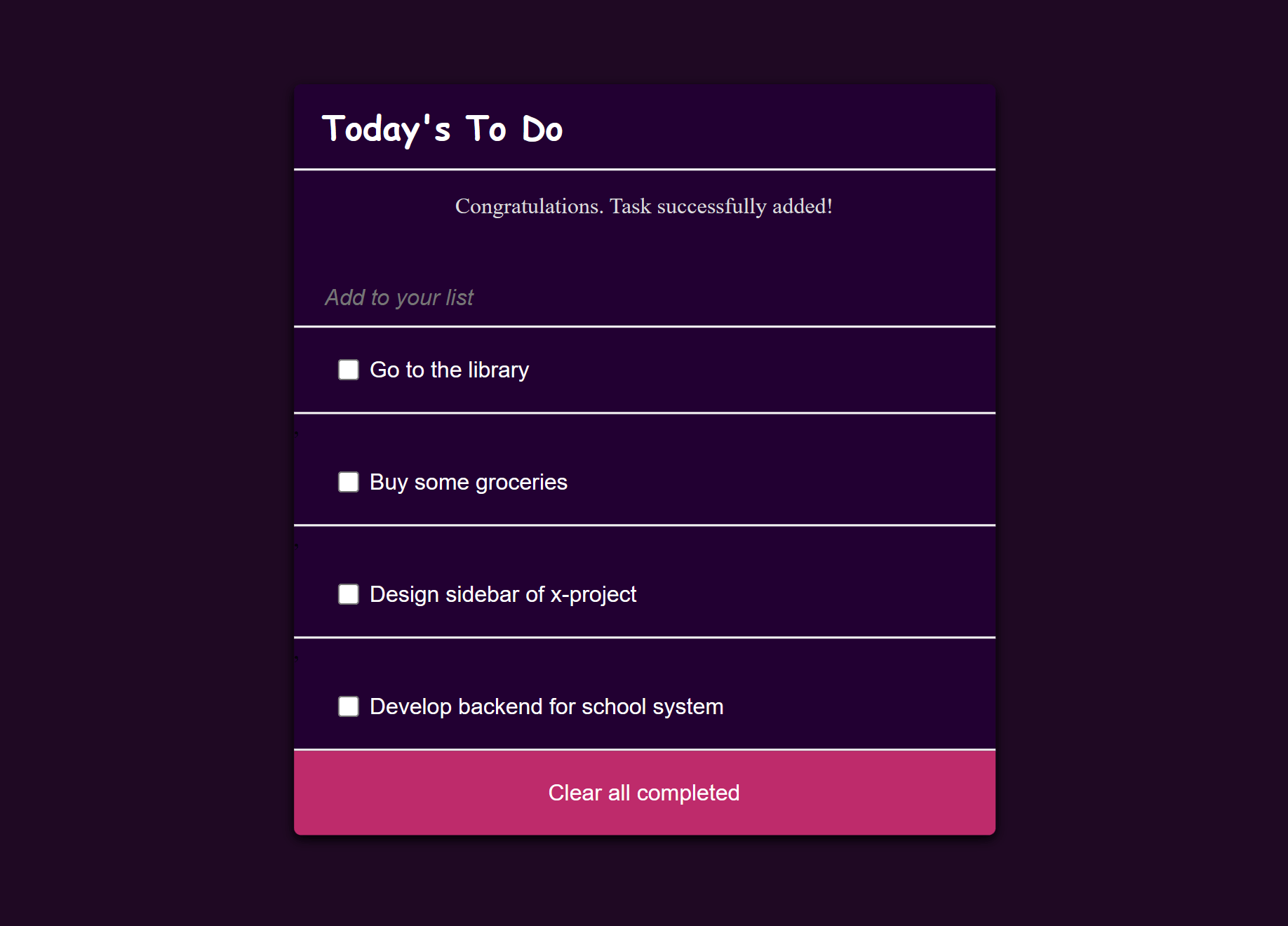 To Do List